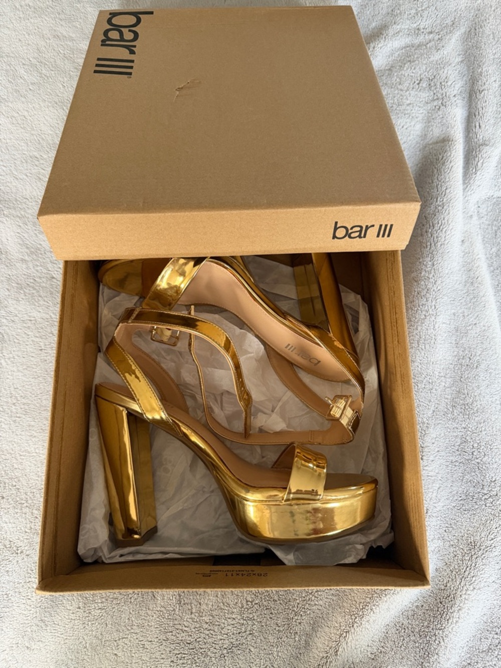 Bar III Metallic Gold Platform Block Heels